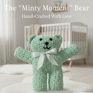 New Handmade Green Chenille Teddy Bear